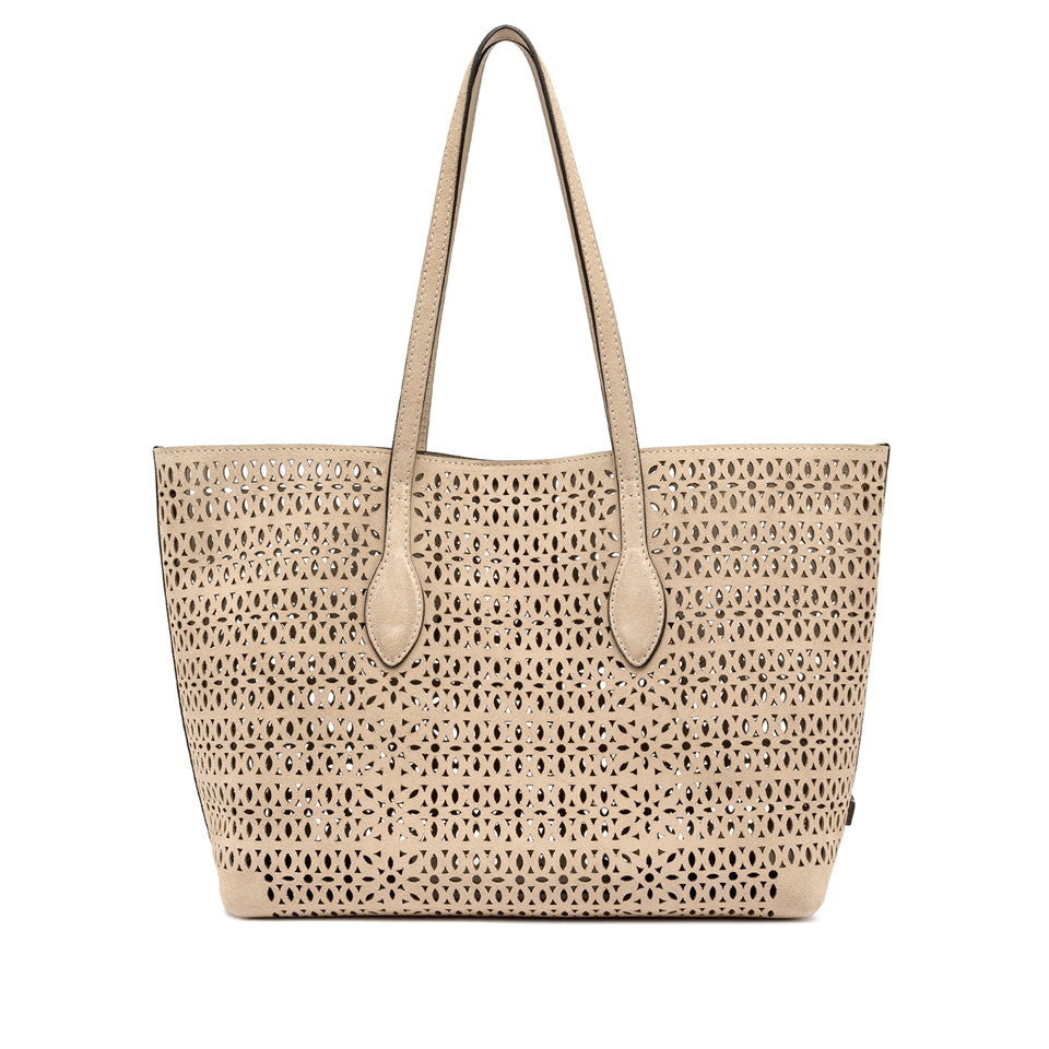 MASHUP SUEDE LASER CUT TOTE BAG NUDE