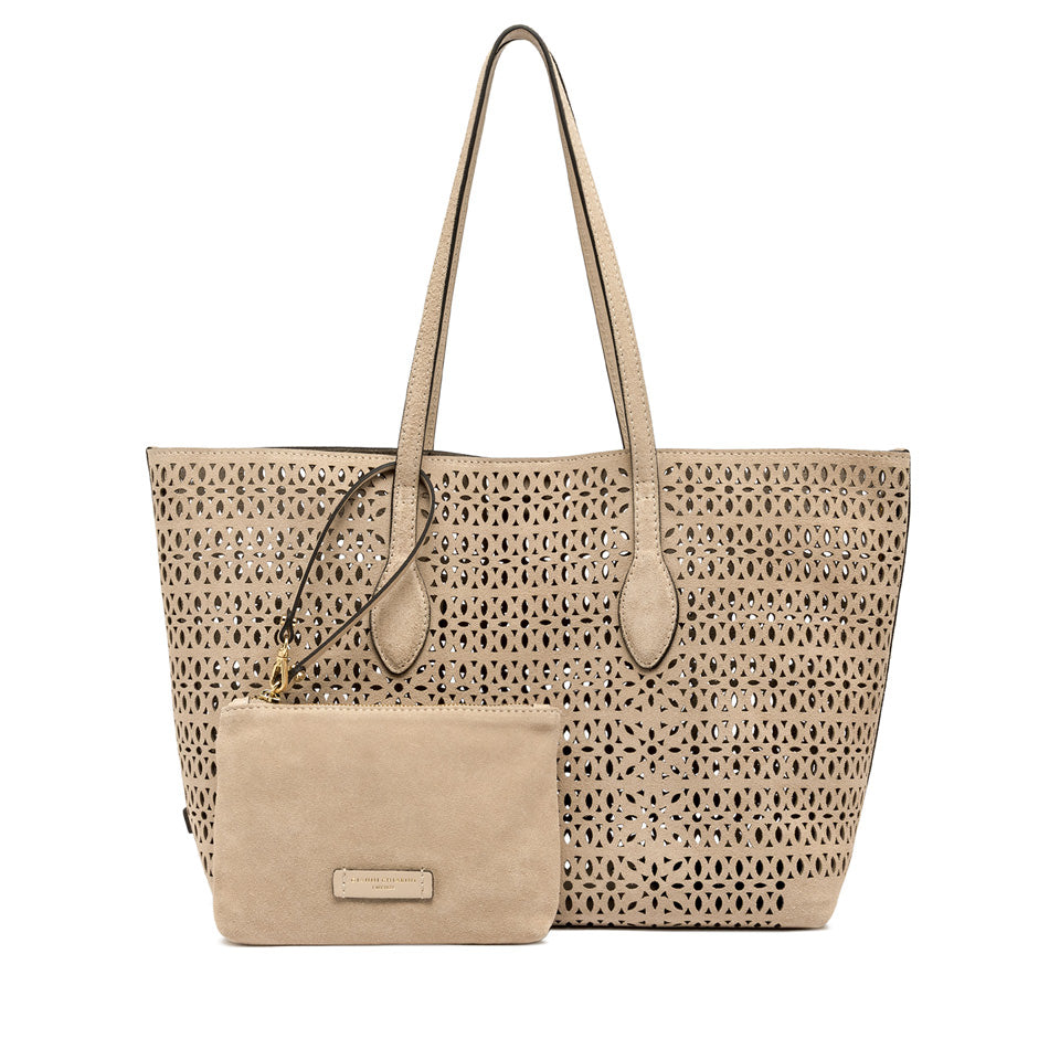 MASHUP SUEDE LASER CUT TOTE BAG NUDE