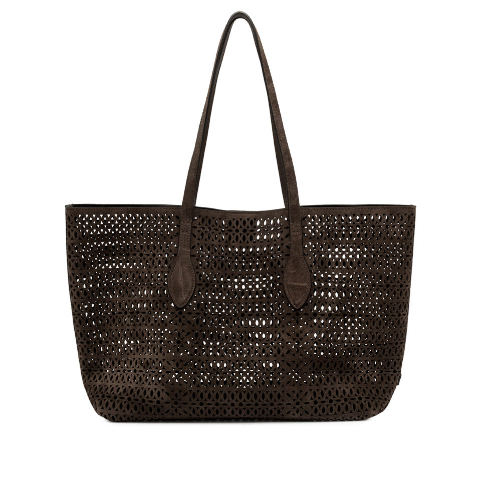 MASHUP SUEDE LASER CUT TOTE BAG MOKA
