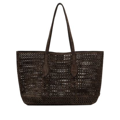 MASHUP SUEDE LASER CUT TOTE BAG MOKA