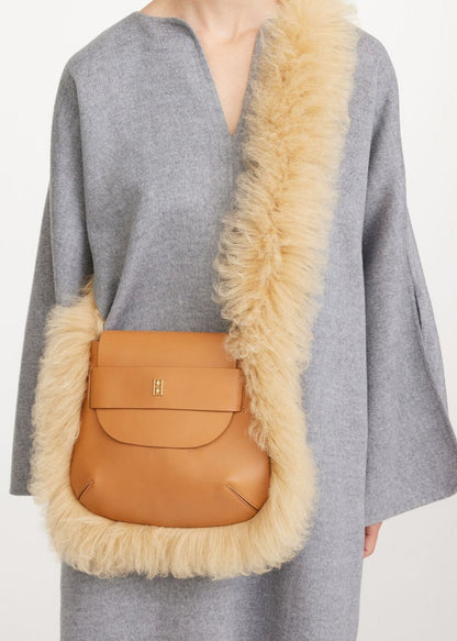 ETLON LEATHER BAG WITH FUR STRAP