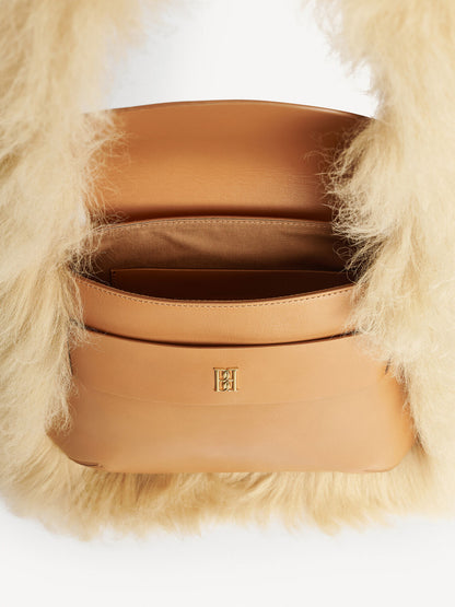 ETLON LEATHER BAG WITH FUR STRAP