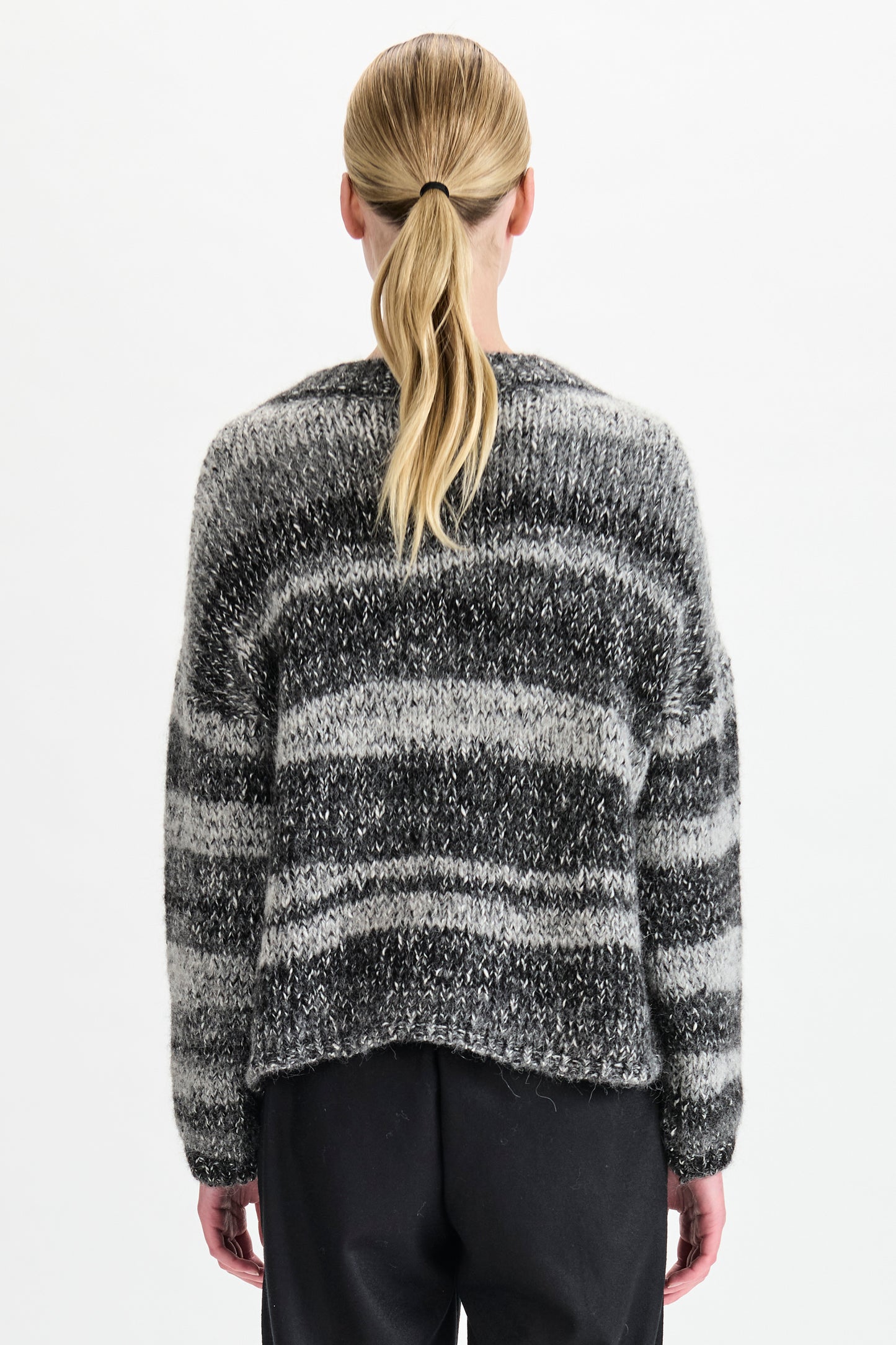 STRIPE MELANGE CARDI . ANTHRACITE