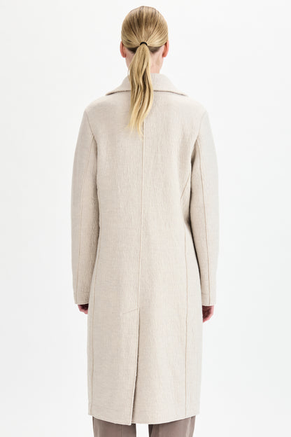 VIRGIN WOOL COAT WITH JET POCKETS. CHALK
