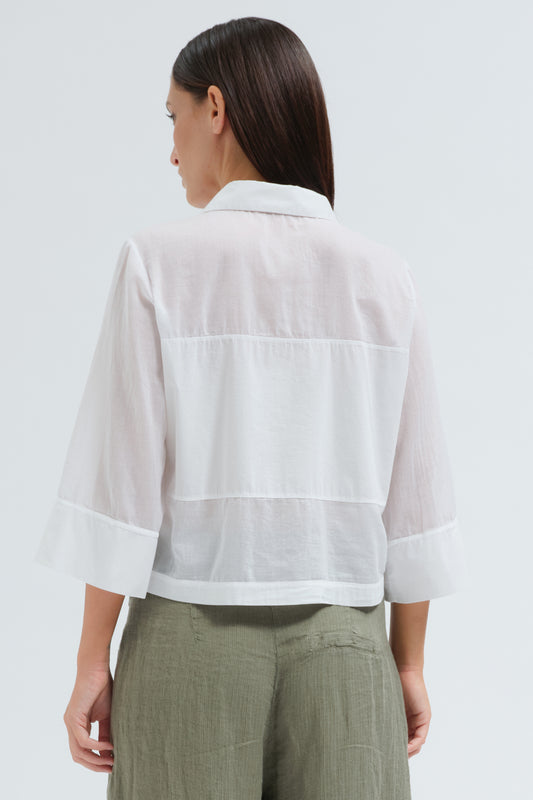 STRETCH POPLIN PANELLED SHIRT IN WHITE by TRANSIT PAR SUCH