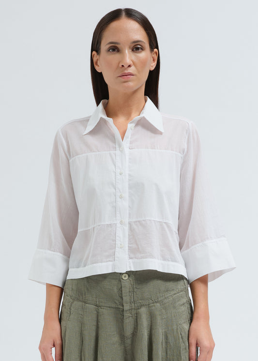 STRETCH POPLIN PANELLED SHIRT IN WHITE by TRANSIT PAR SUCH