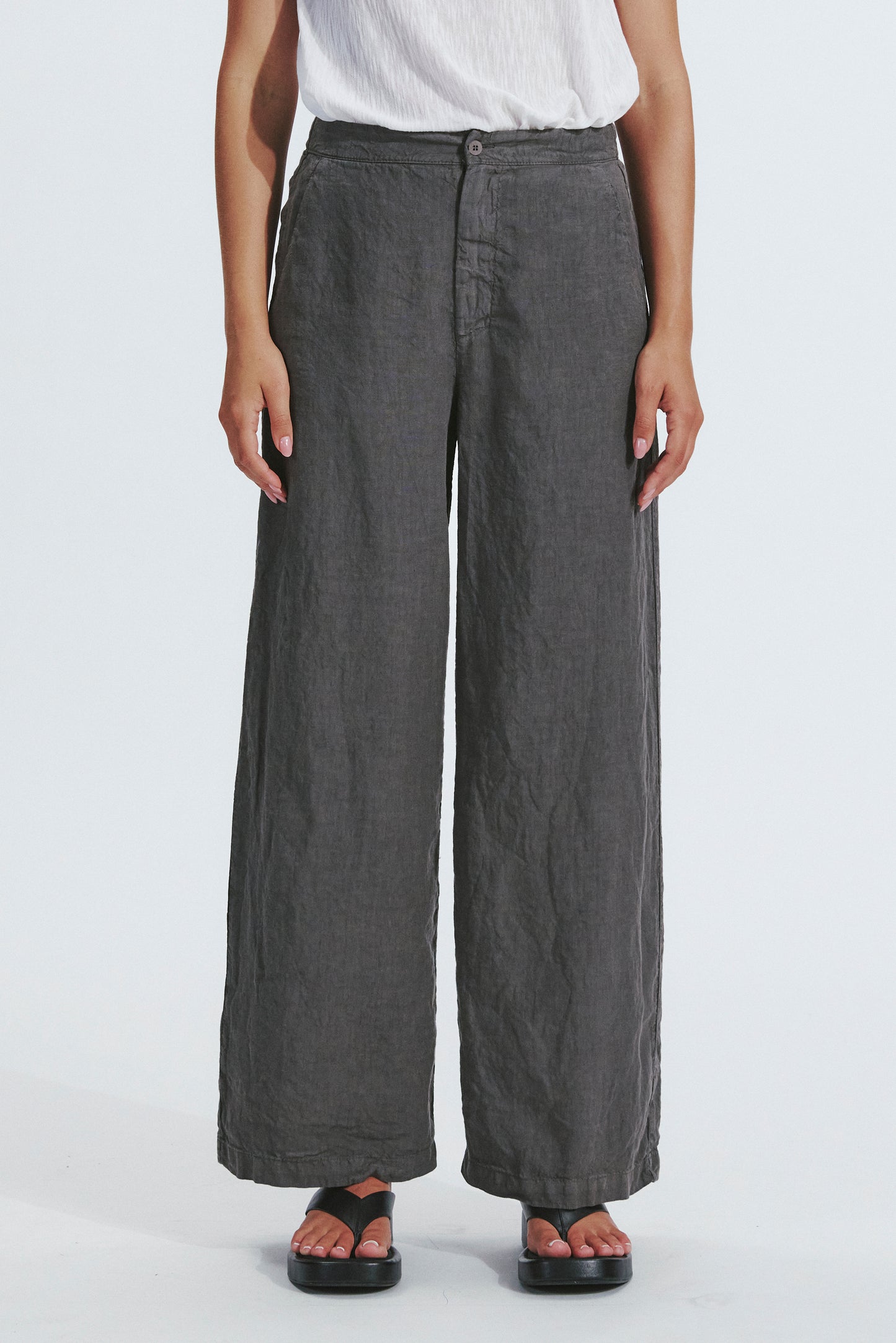 PALAZZO LINEN WIDE LEG TROUSERS
