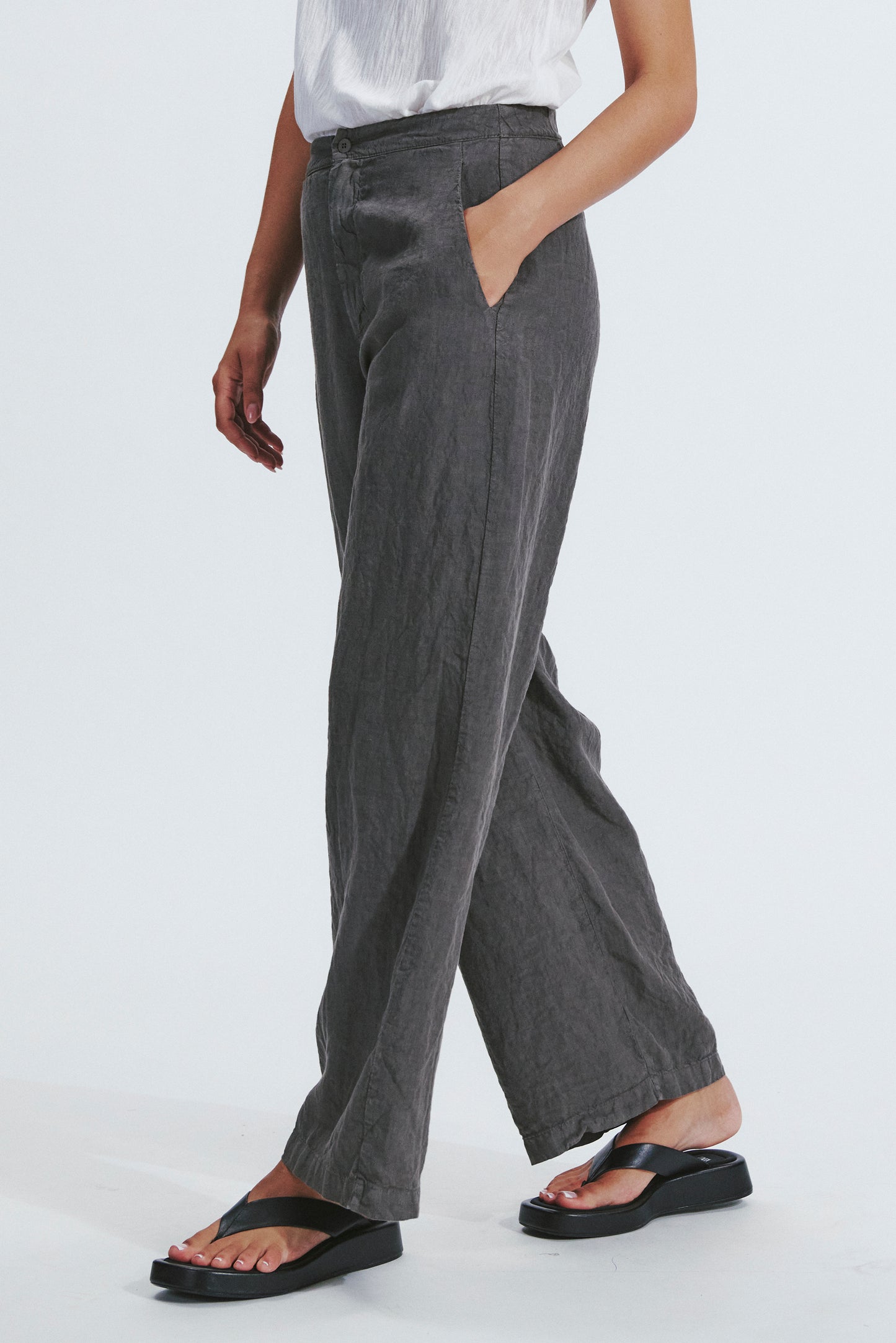 PALAZZO LINEN WIDE LEG TROUSERS