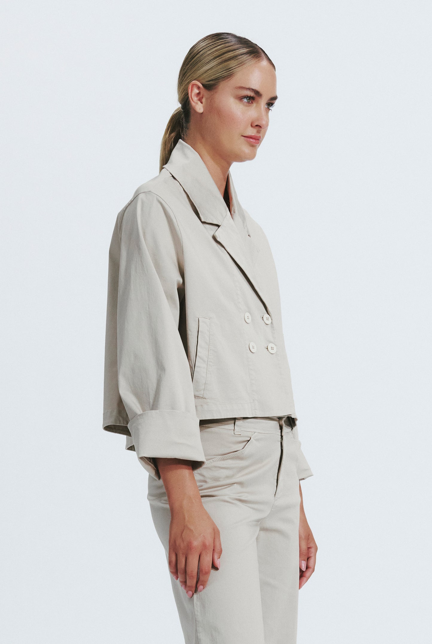 RELAXED CROPPED DOUBLE BREASTED JACKET