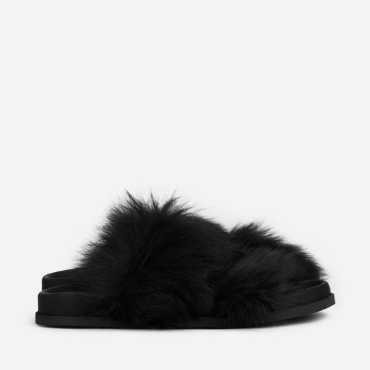 DUSKA LONG-HAIR SHEARLING SLIDE BLACK