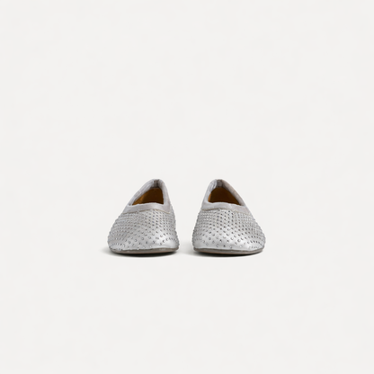 BALLET FLAT IN CRYSTAL-EMBELLISHED SATIN