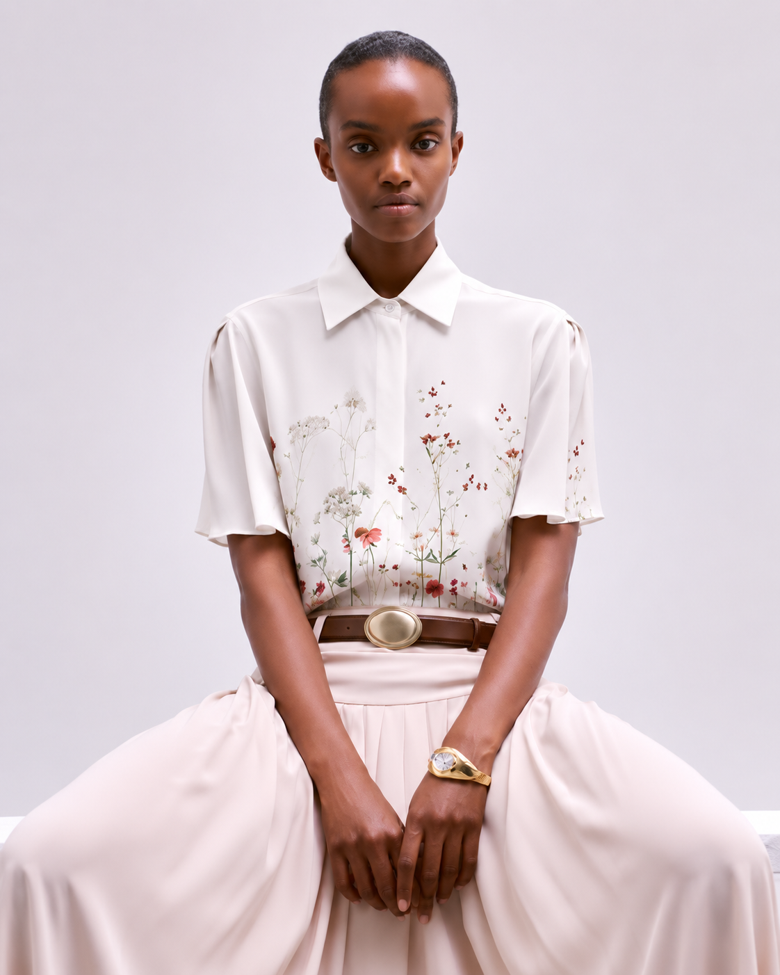 CALENDULA SHIRT IN WHITE FLOWER