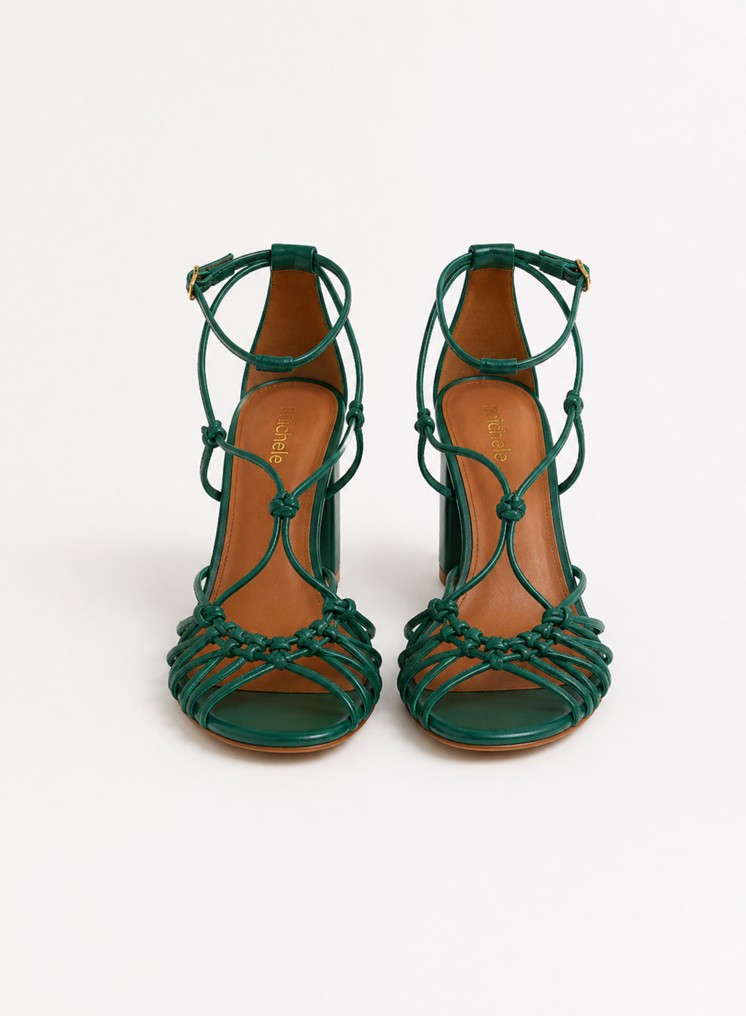 Emerald Block Heel Sandals W Tubular Laces by Forte Forte - view 5