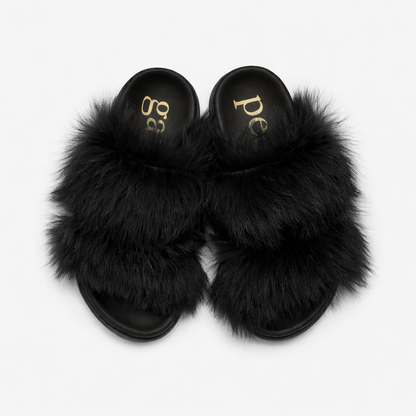 DUSKA LONG-HAIR SHEARLING SLIDE BLACK