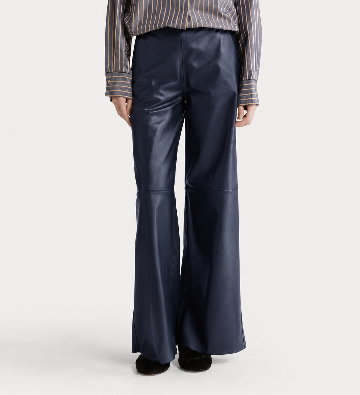 NAPPA LEATHER HIGH WAIST PANTS PETROLE