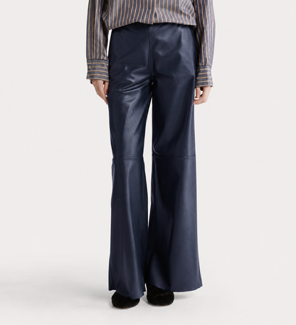 NAPPA LEATHER HIGH WAIST PANTS PETROLE