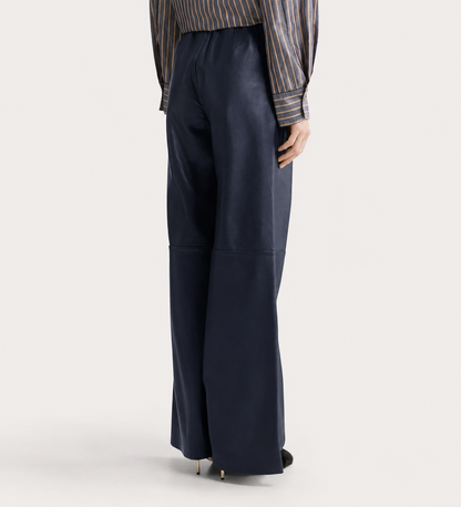 NAPPA LEATHER HIGH WAIST PANTS PETROLE