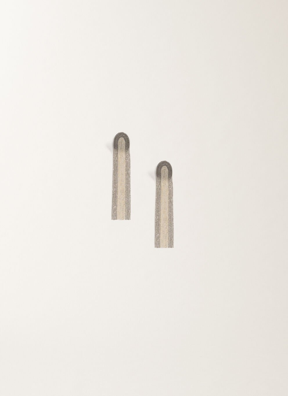 DIAMOND CHAIN FRINGE ARC EARRINGS - SLIVER