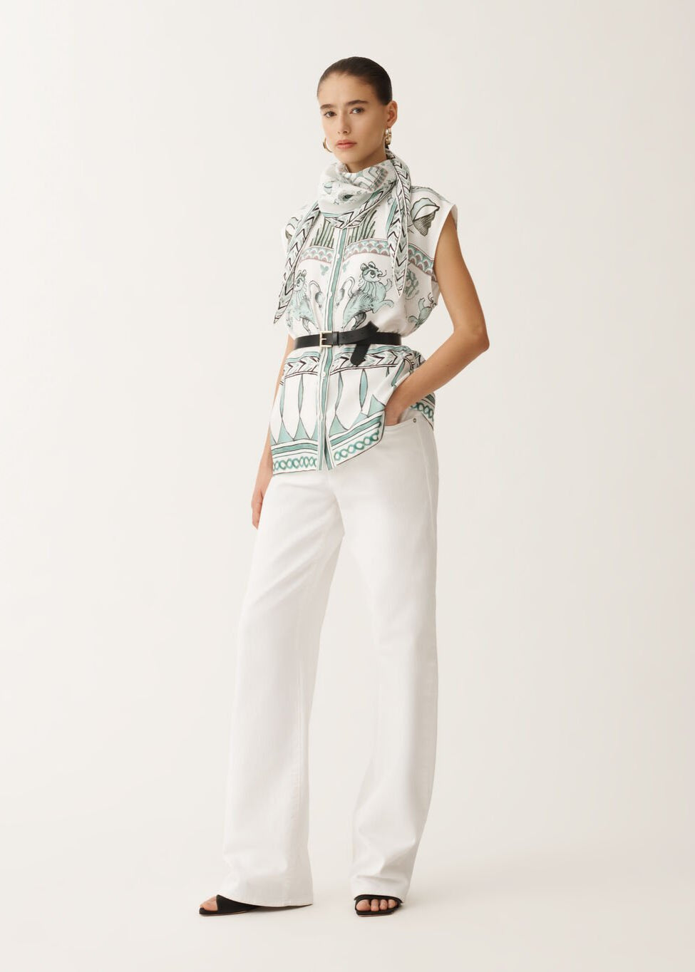 SILK TWILL SHIRT WITH PAINTED PRINT
