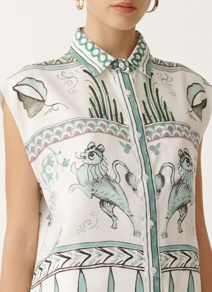SILK TWILL SHIRT WITH PAINTED PRINT