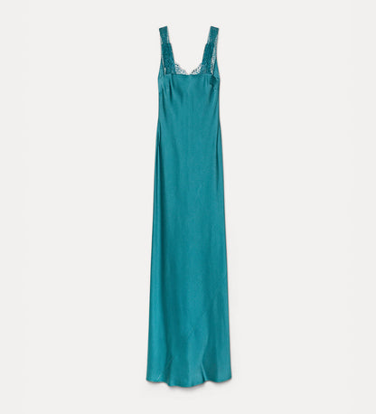 ENVERS SATIN LACE LONG DRESS JADE
