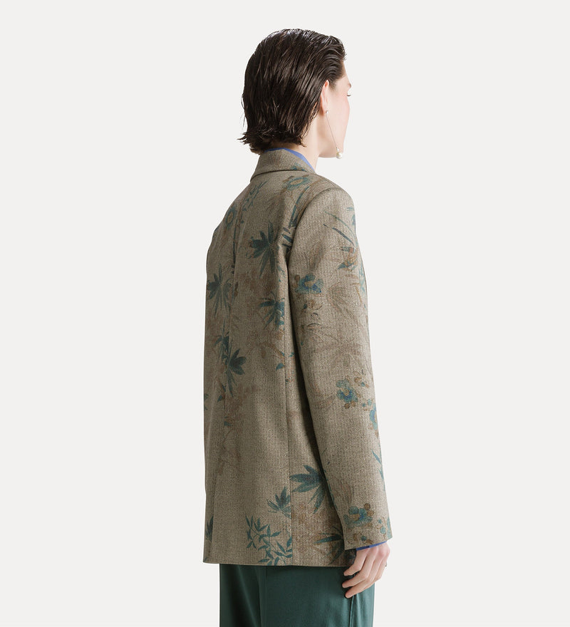 "Le Bambou Secret" Print Chevron Blazer Jade by Forte Forte - view 4