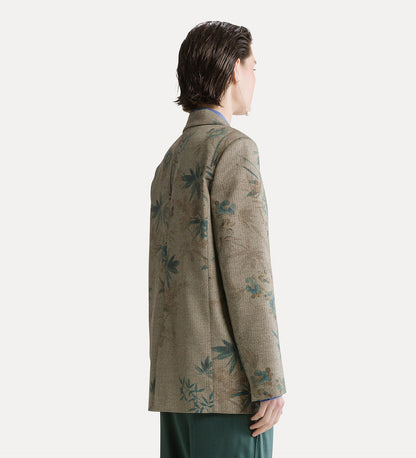 "Le Bambou Secret" Print Chevron Blazer Jade by Forte Forte - view 4
