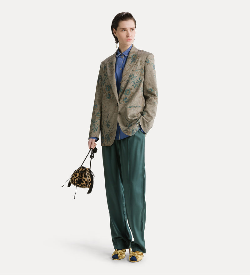 "Le Bambou Secret" Print Chevron Blazer Jade by Forte Forte - view 2