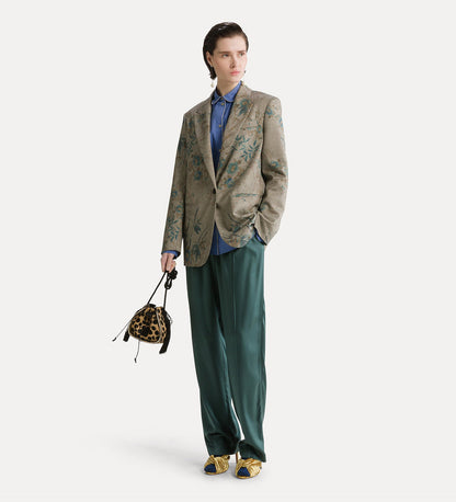 "Le Bambou Secret" Print Chevron Blazer Jade by Forte Forte - view 2