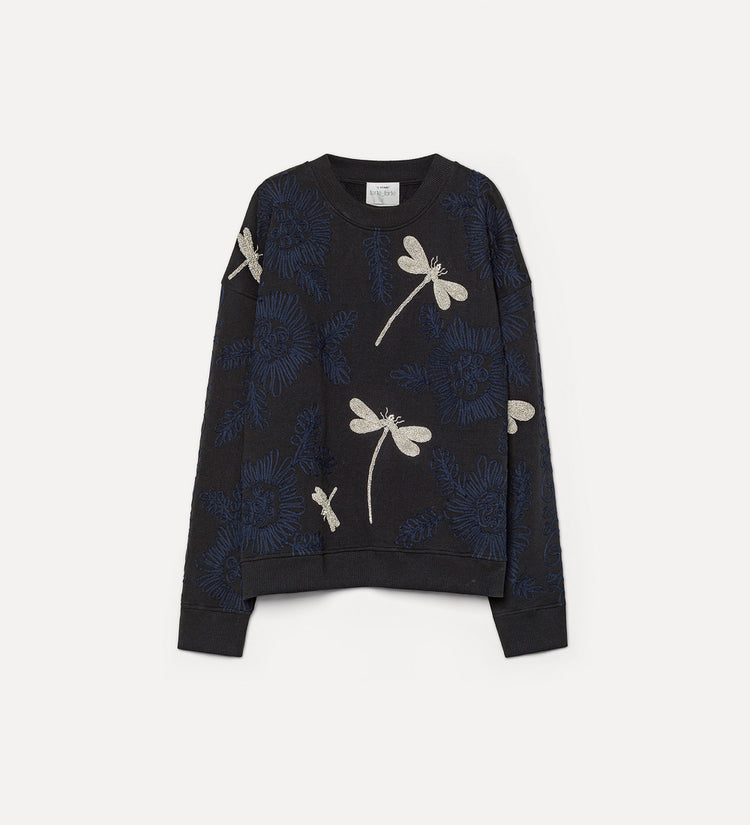 "VOILA" UNE FLEUR EMBROIDERY SWEATSHIRT