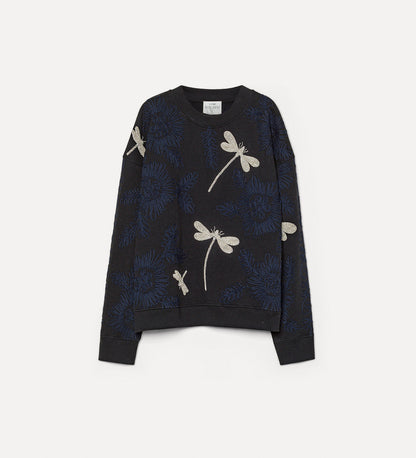 "VOILA" UNE FLEUR EMBROIDERY SWEATSHIRT