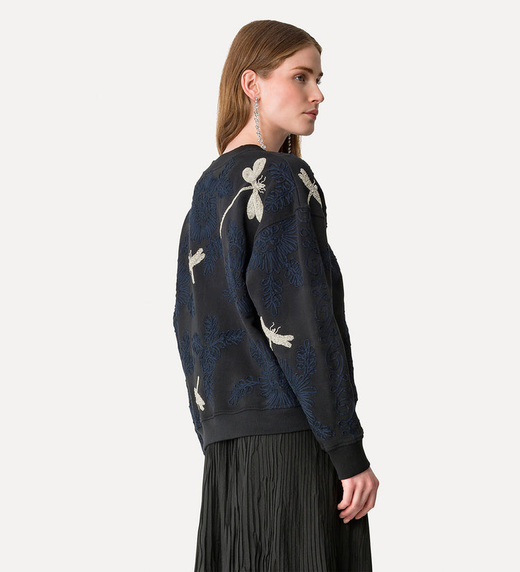 "VOILA" UNE FLEUR EMBROIDERY SWEATSHIRT