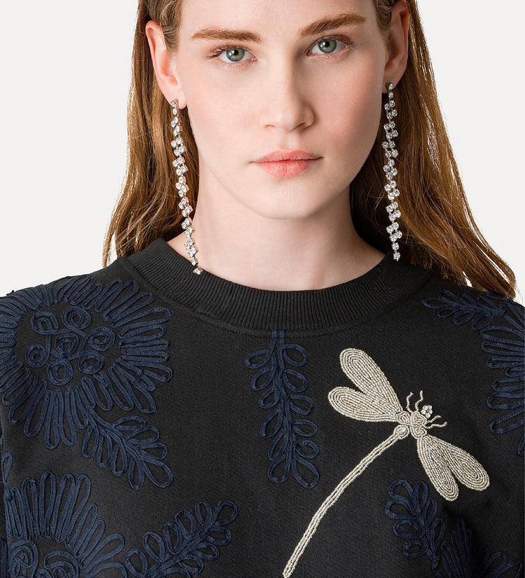 "VOILA" UNE FLEUR EMBROIDERY SWEATSHIRT