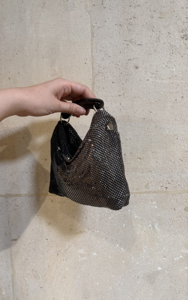 Veronica Gala Bag In Black & Gunmetal by Laura B - view 2