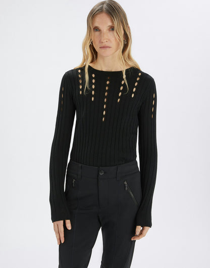 TATUM VERTICAL CUT DETAIL NECKLINE KNIT TOP