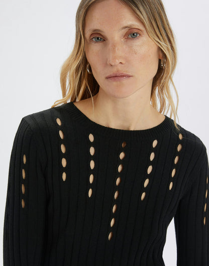 TATUM VERTICAL CUT DETAIL NECKLINE KNIT TOP
