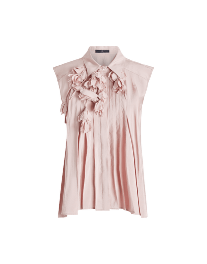 DOODLE S/L SHIRT W CASCADING FLORAL APPLIQUE