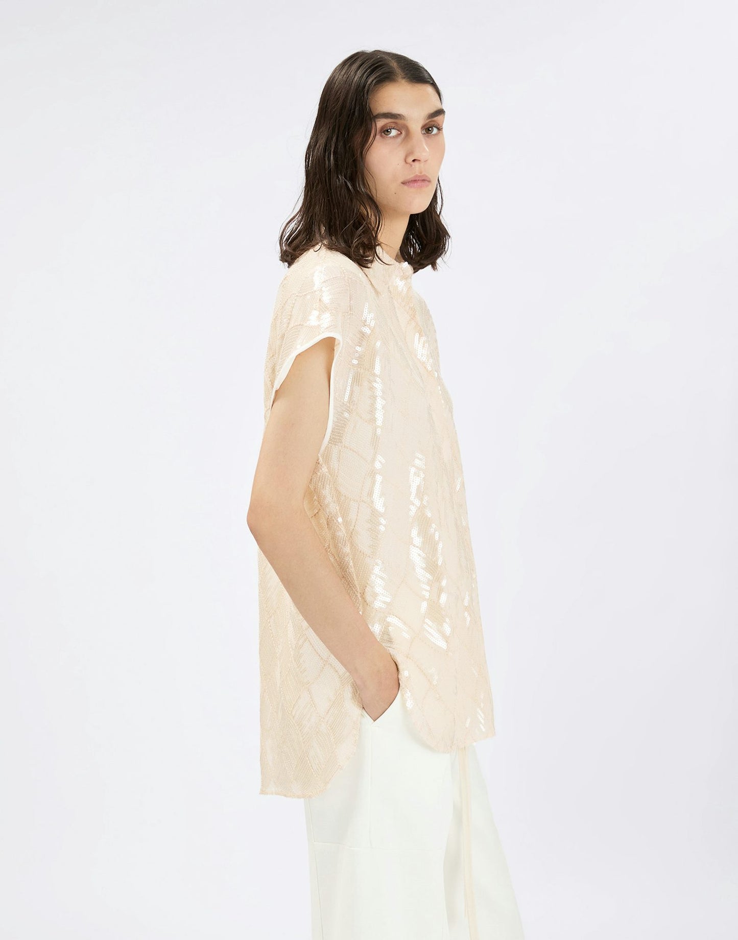 CROSSOVER SEQUIN SHIRT