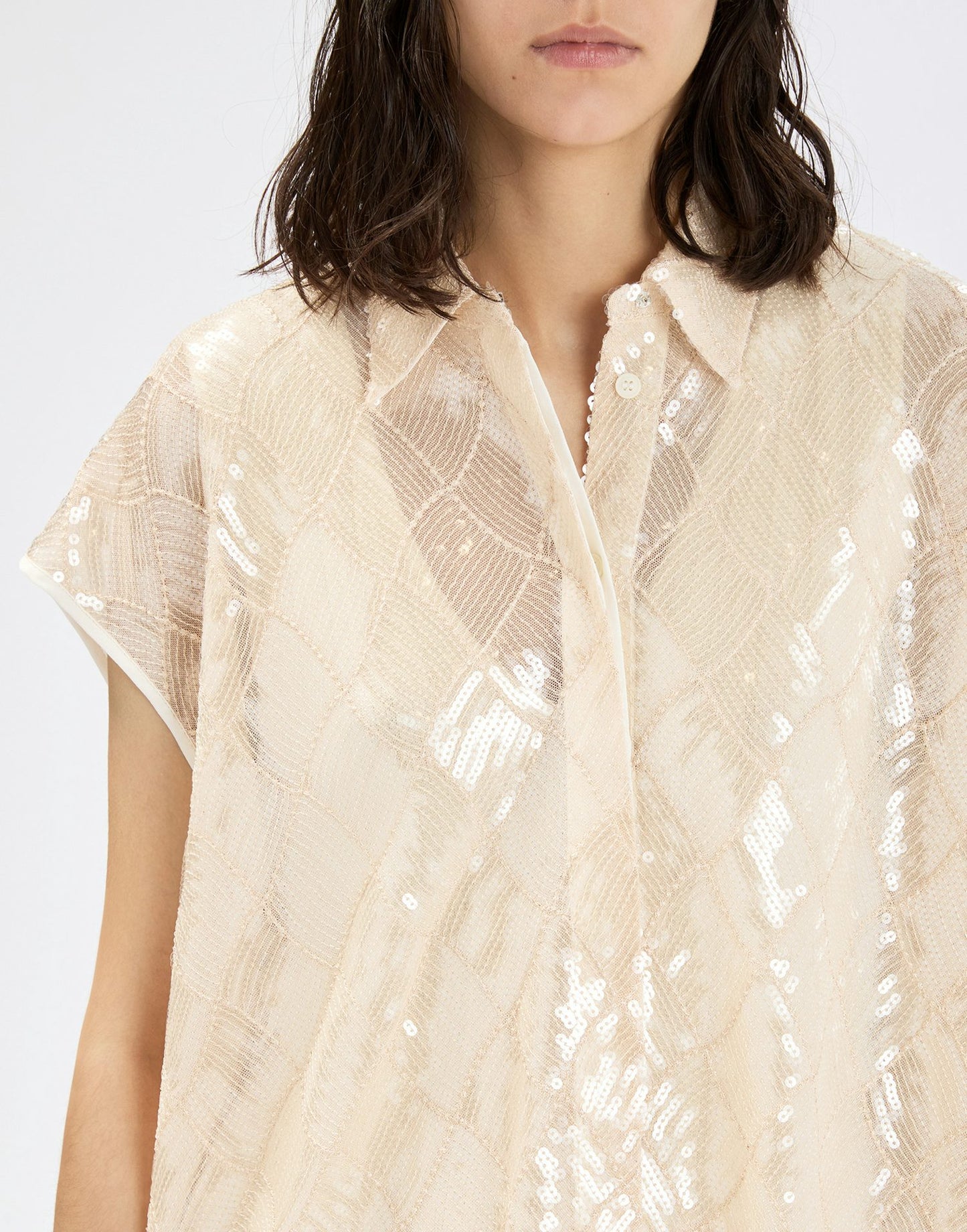 CROSSOVER SEQUIN SHIRT
