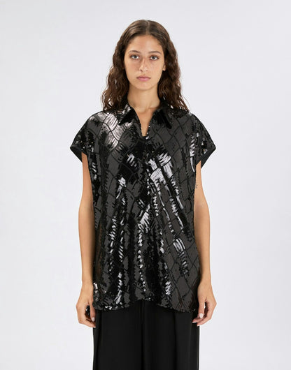 CROSSOVER SEQUIN SHIRT