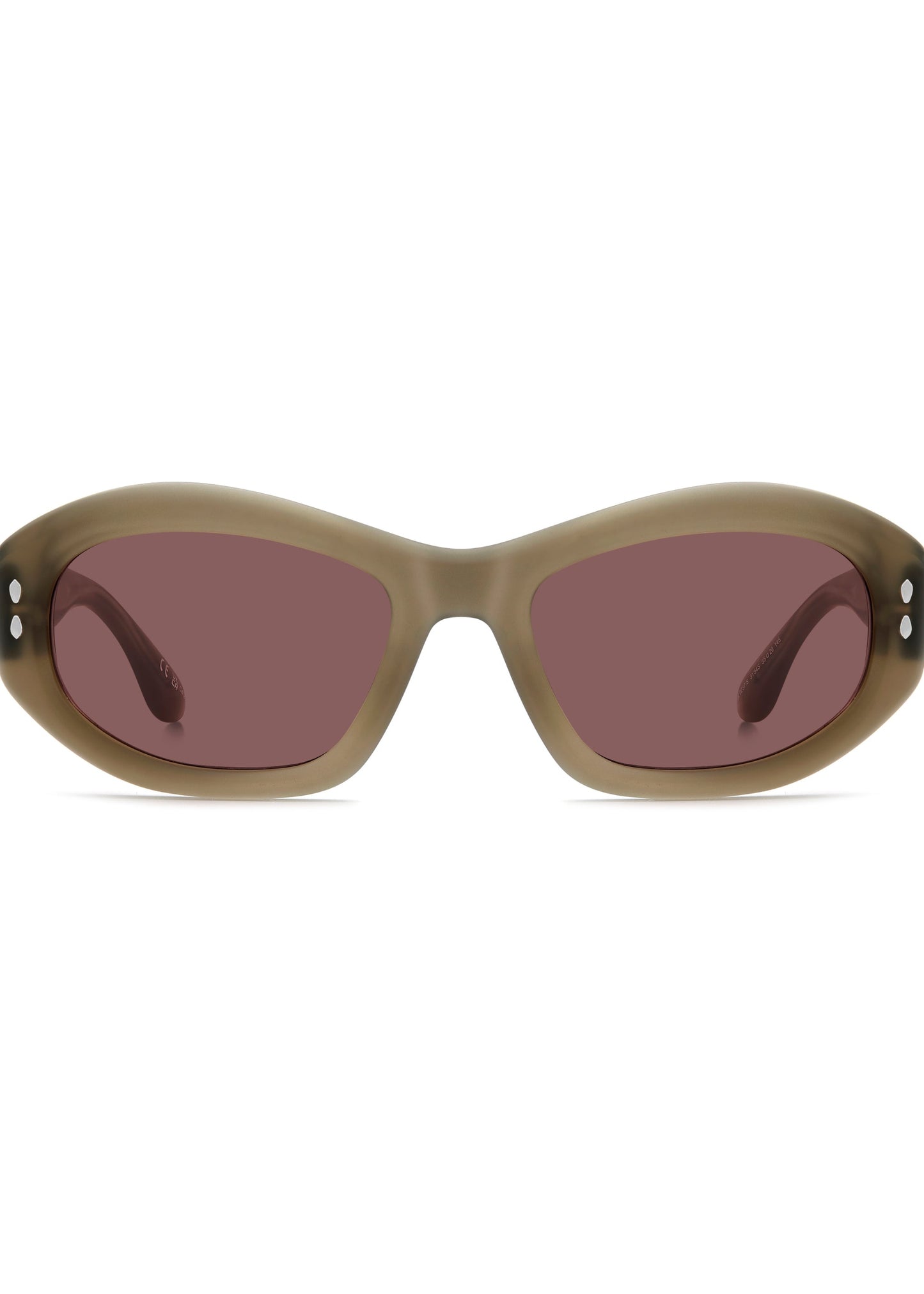 Sunglasses with a brown frame and dark lenses on a white background