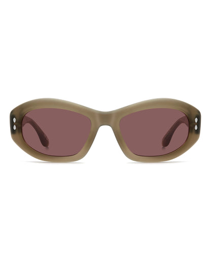 ROUND VOLUME MATT KHAKI SUNGLASSES