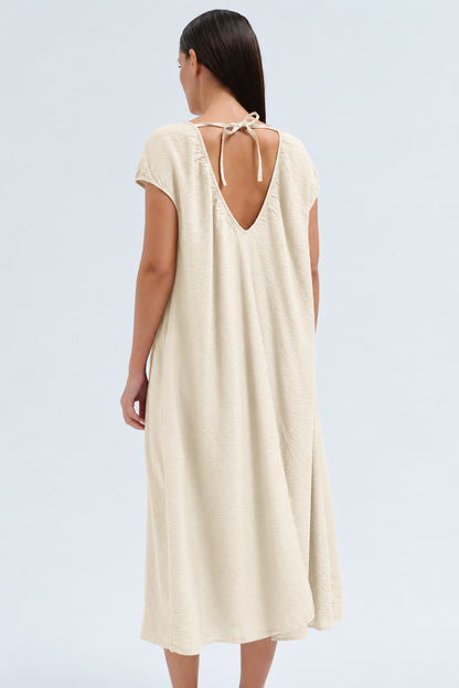 VISCOSE SILK DRESS IN SAND