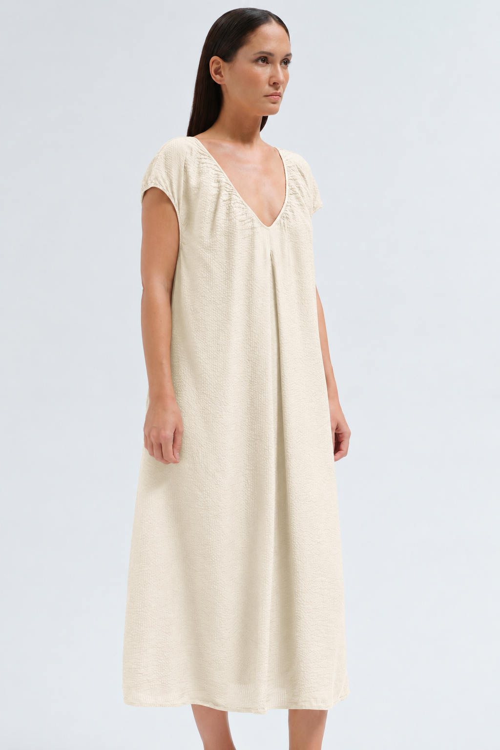 VISCOSE SILK DRESS IN SAND