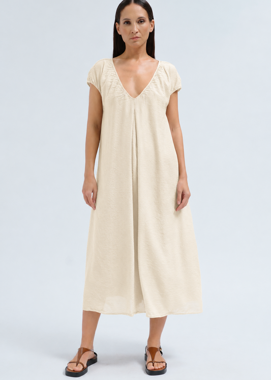 VISCOSE SILK DRESS IN SAND by TRANSIT PAR SUCH