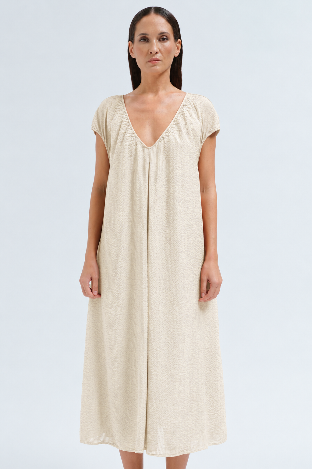 VISCOSE SILK DRESS IN SAND