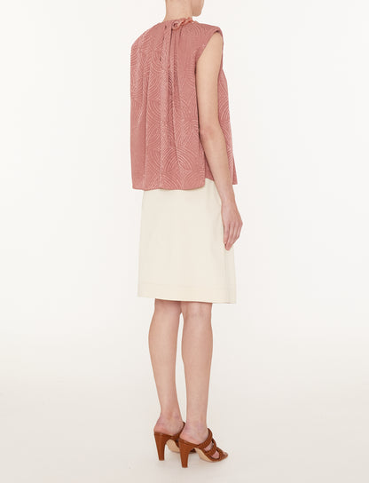 TADDART TOP SILK JACQUARD MUSK
