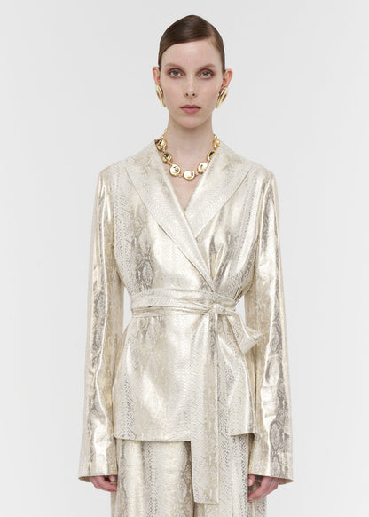 Asher Jacket In Silk Python Lamé Champagne by JOSEPH - view 1