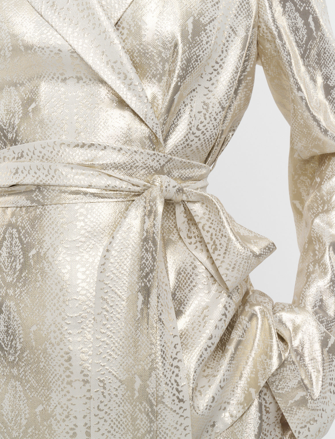 Asher Jacket In Silk Python Lamé Champagne by JOSEPH - view 4