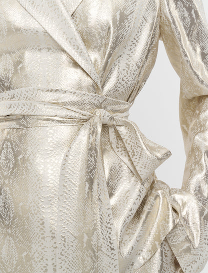 Asher Jacket In Silk Python Lamé Champagne by JOSEPH - view 4